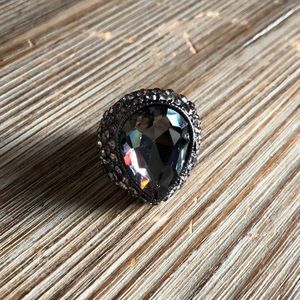 Oversized Black Tear Drop ring.